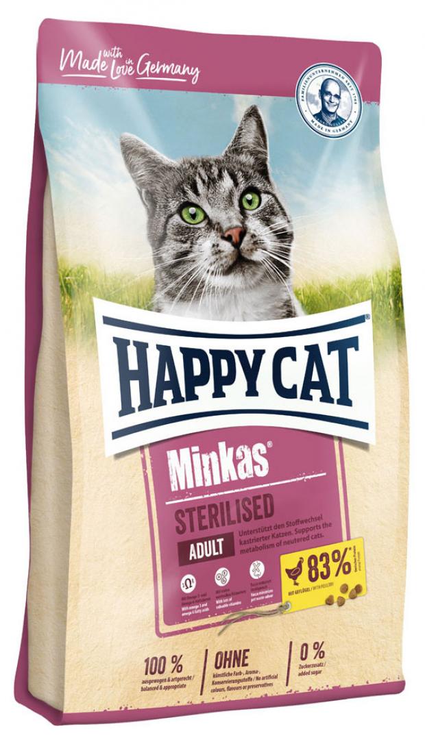 

Сухой корм для кошек Happy Cat Minkas Sterilised с птицей, 500 г