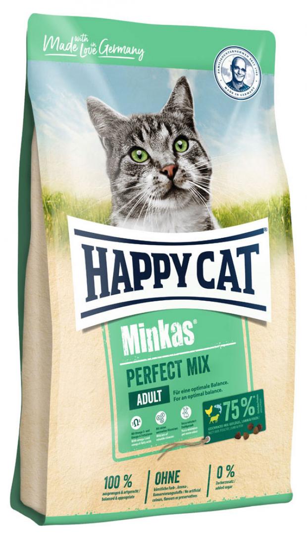 

Сухой корм для привередливых кошек Happy Cat Minkas Perfect Mix с птицей рыбой и ягненком, 500 г