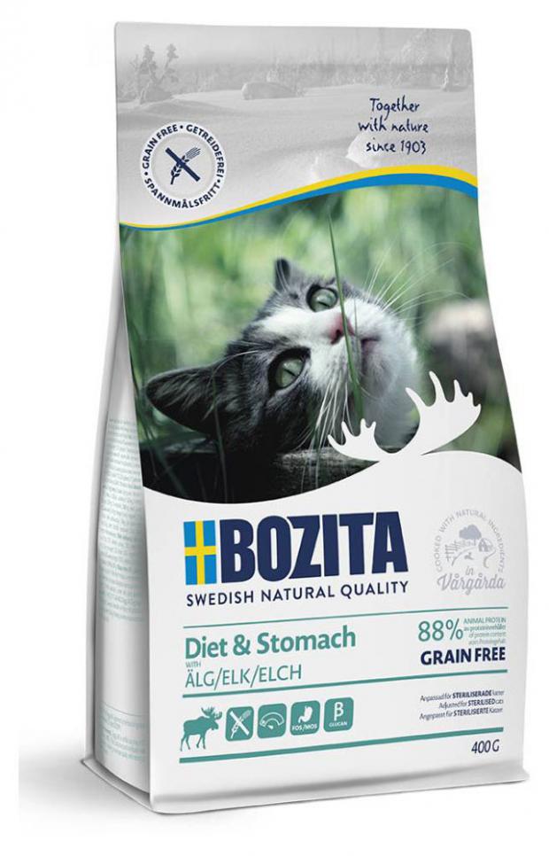 Сухой корм для кошек BOZITA Sensitive Diet & Stomach с лосем, 400 г