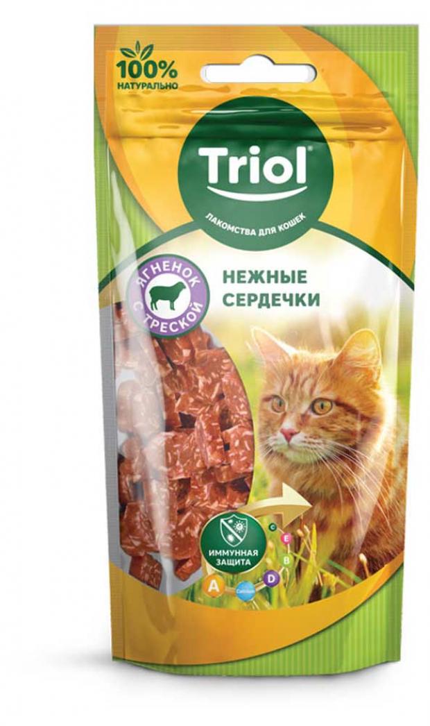 Лакомства для кошек Triol Нежные сердечки из ягненка с треской, 40 г