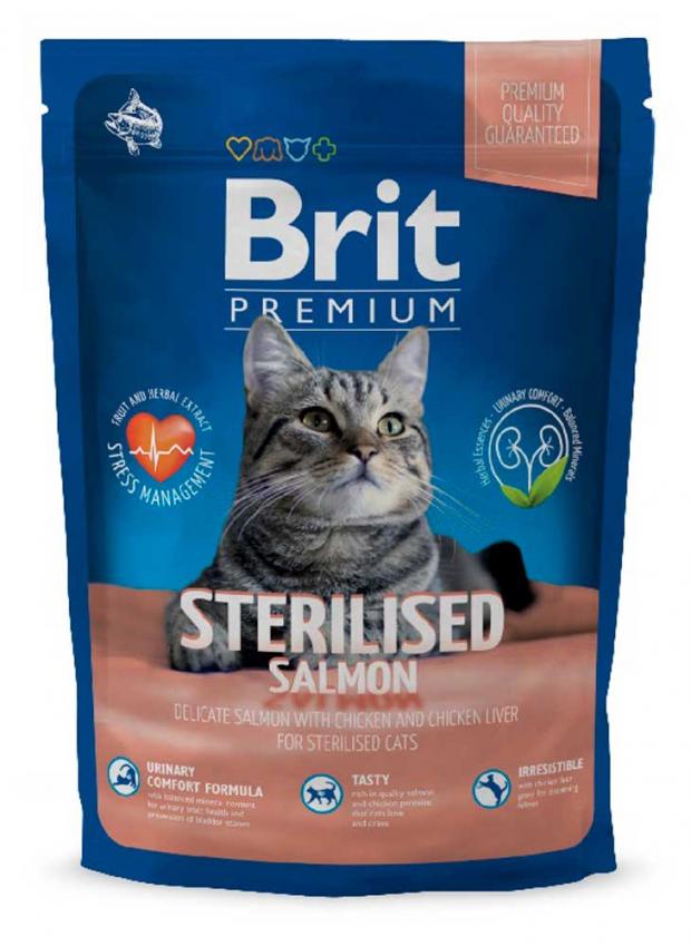 

Сухой корм для кастрированных котов и стерилизованных кошек Brit Premium Лосось курица и куриная печень, 1,5 кг