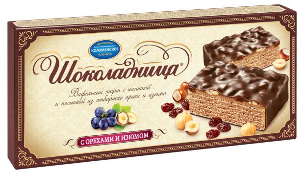 Торт вафельный «Шоколадница» с орехами и изюмом, 270 г