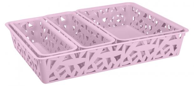 

Комплект корзинок Econova розовый 20х14х8 см, 3 шт