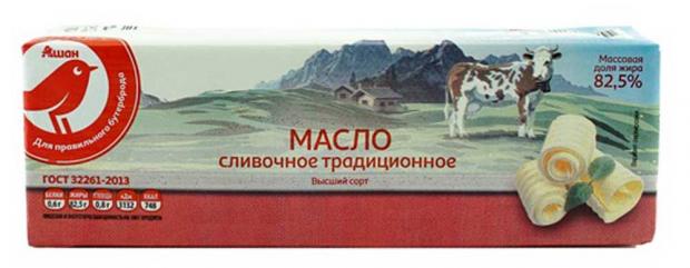 

Масло сливочное АШАН Традиционное 82,5%, 380 г