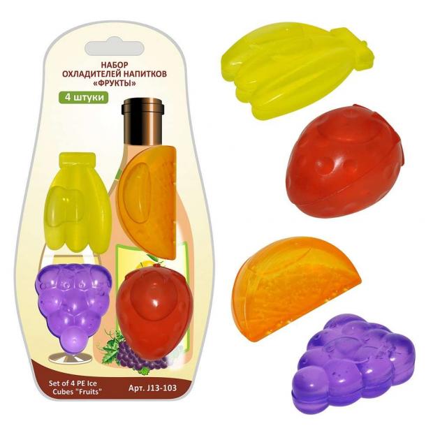 Охладитель для напитков Мультидом Фрукты 4х35 см 4 шт 42₽