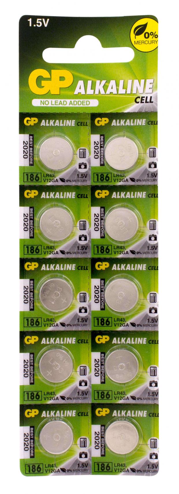 Батарейка GP Alkaline LR43 10 шт 322₽