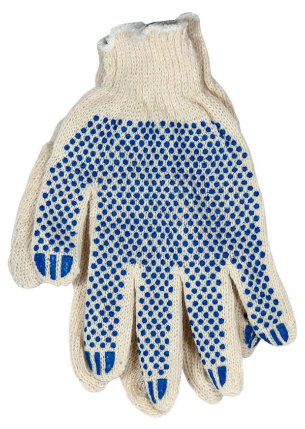 Перчатки хлопчатобумажные с ПВХ покрытием белые 18₽