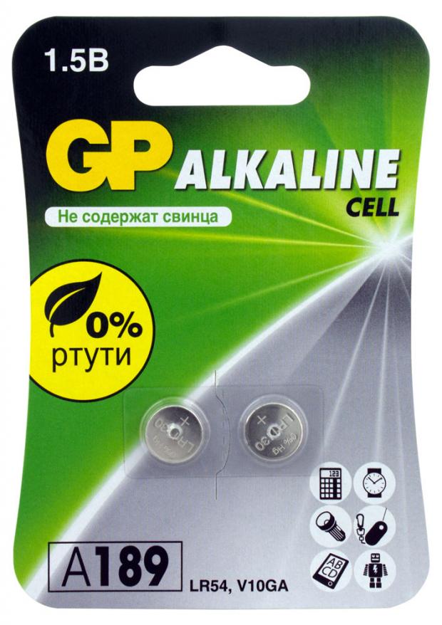 Батарейка GP 189 Alkaline LR54 2 шт 48₽