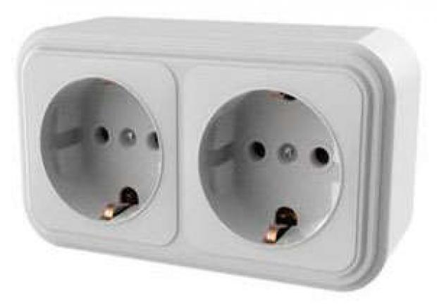 Розетка duwi Palazzo скрытой проводки с заземлением 2-местная слоновая кость 110₽