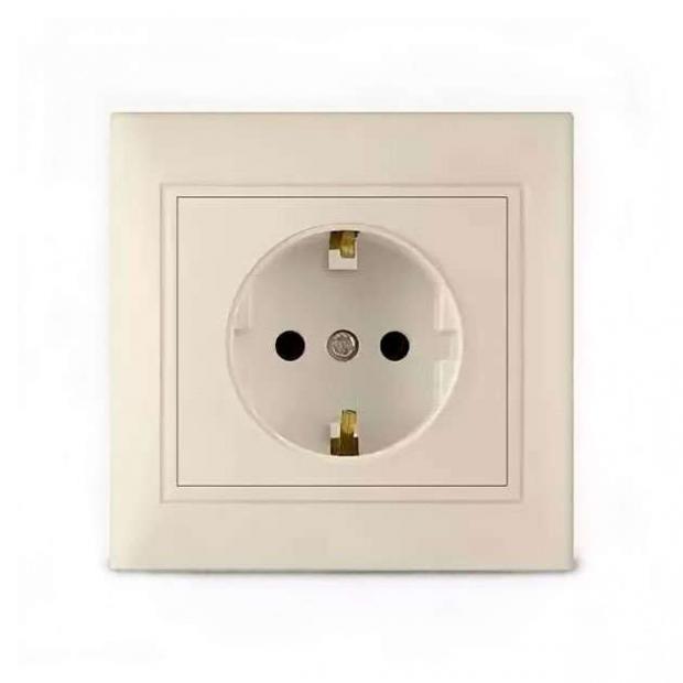 Розетка duwi Palazzo скрытой проводки с заземлением 1-местная слоновая кость 97₽