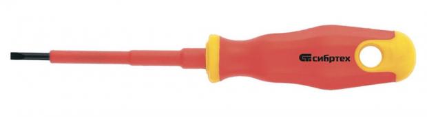 Отвертка диэлектрическая Сибртех двухкомпонентная рукоятка SL3 75 мм 53₽