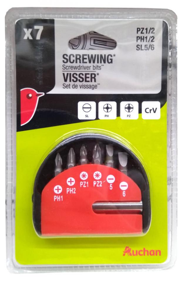

Набор насадок для отвертки Auchan Красная Птица, 7 шт