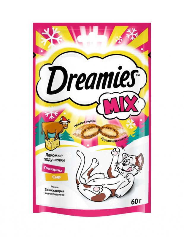 Лакомство для кошек Dreamies Mix подушечки говядина с сыром 60 г 55₽