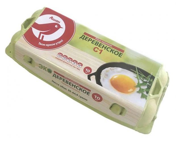 Яйцо куриное АШАН Деревенское С1 10 шт 80₽