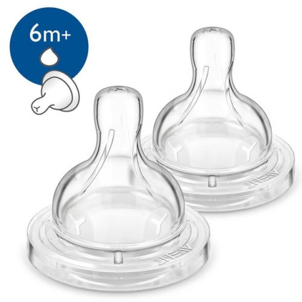 Соска Philips Avent Classic для густых жидкостей силиконовая с 6 мес 2 шт 399₽