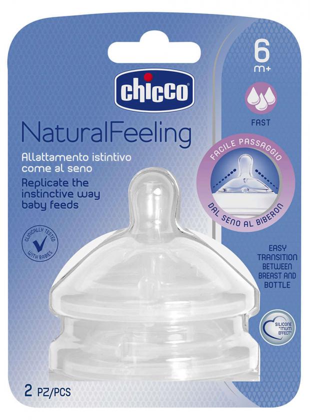 

Соска Chicco Natural Feeling с флексорами быстрый поток силиконовая с 6 мес, 1 шт