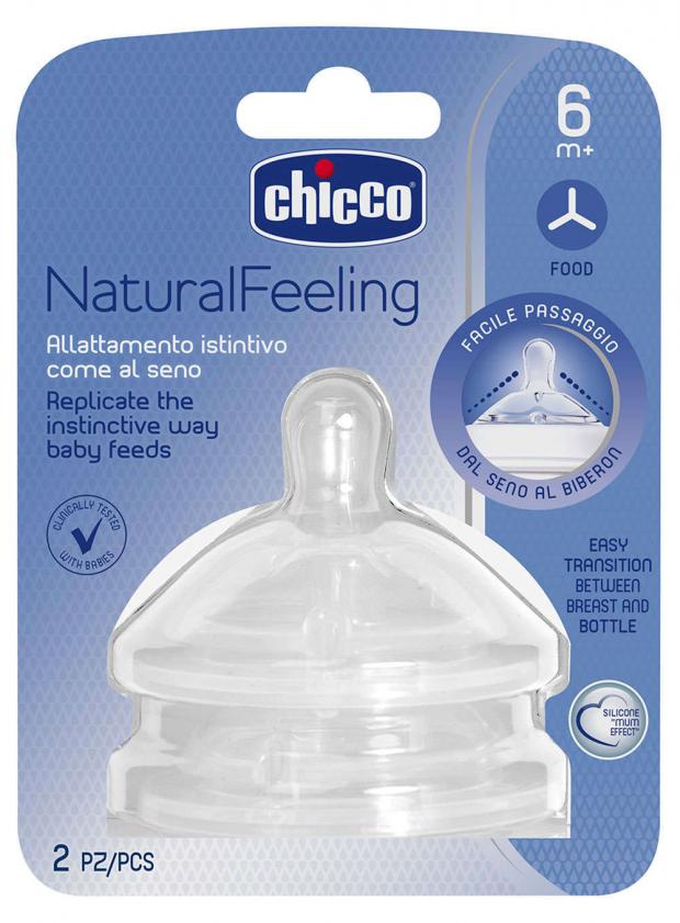 

Соска Chicco Natural Feeling с флексорами для густой пищи силиконовая с 6 мес, 1 шт