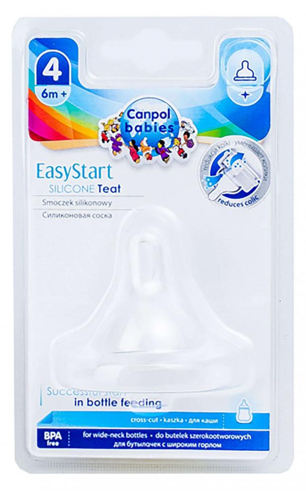 

Соска Canpol Babies EasyStart для бутылочек с широким горлом силиконовая для каши с 6 мес, 1 шт