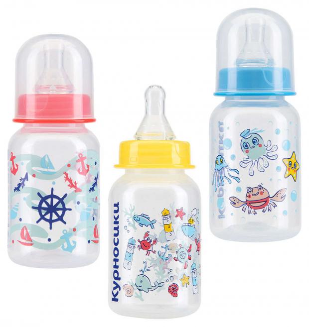 Бутылочка Курносики с крышкой и силиконовой соской 125 мл 100₽
