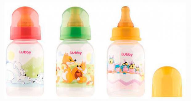 

Бутылочка для кормления Lubby Веселые животные с соской из латекса с рождения, 125 мл