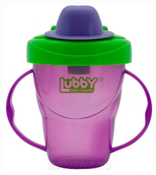 

Поильник Lubby непроливающий Классика с твердым носиком с ручками, 175 мл