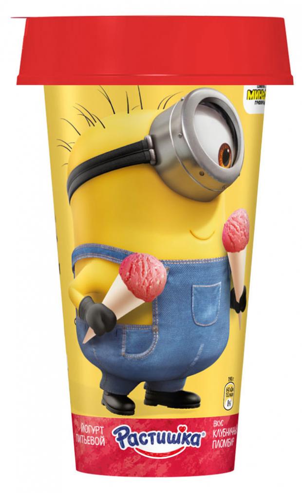 Йогурт питьевой Растишка с клубничным пломбиром 28 190 г 58₽