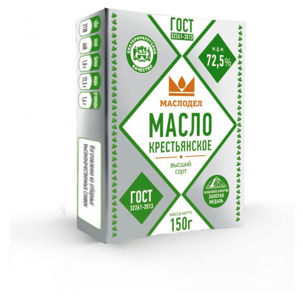 

Масло сливочное «Маслодел» Крестьянское 72,5%, 150 г