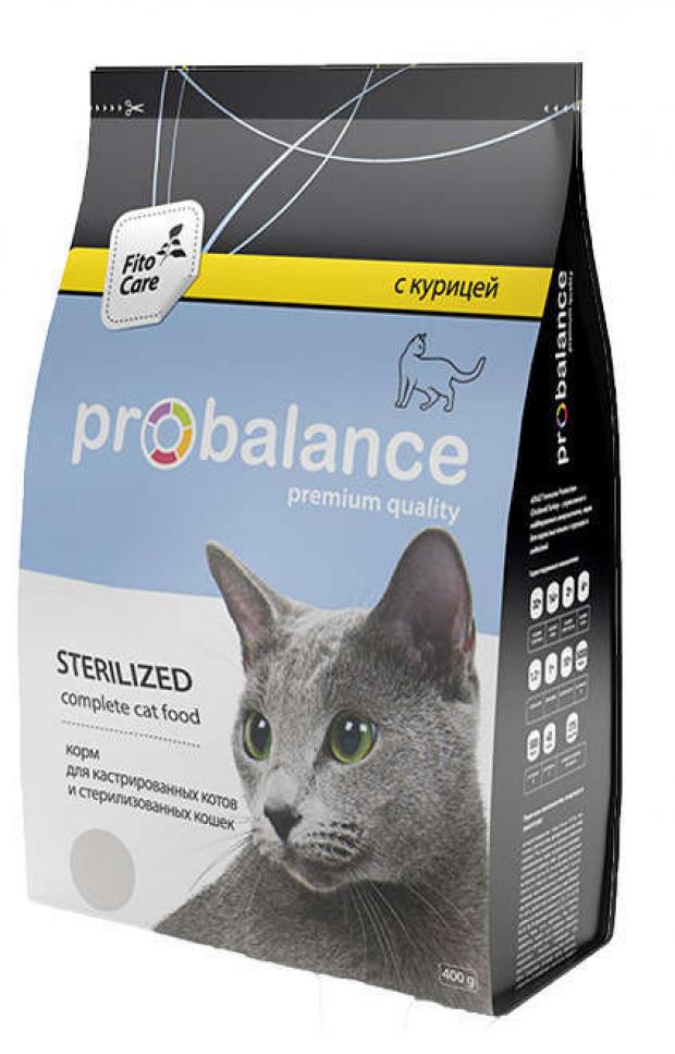 Сухой корм для кастрированных котов и стерилизованных кошек Probalance Sterilized курица рис 400 г 99₽