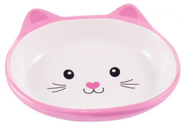 Миска для кошек КерамикАрт Кошачья мордочка керамика розовая 160 мл 170₽