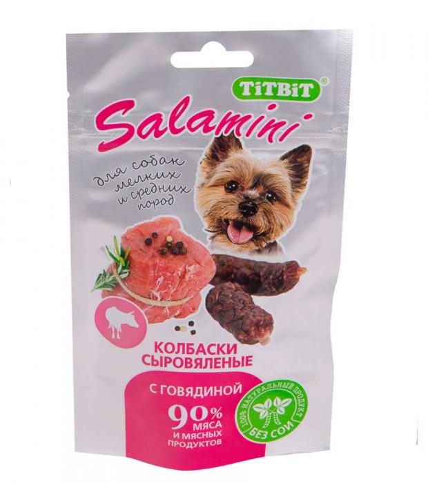 

Лакомство для собак TiTBiT Салямини колбаски с говядиной, 40 г