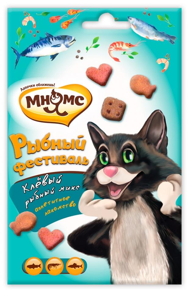Лакомство для кошек Мнямс Рыбный фестиваль лосось креветки и форель 50 г 66₽