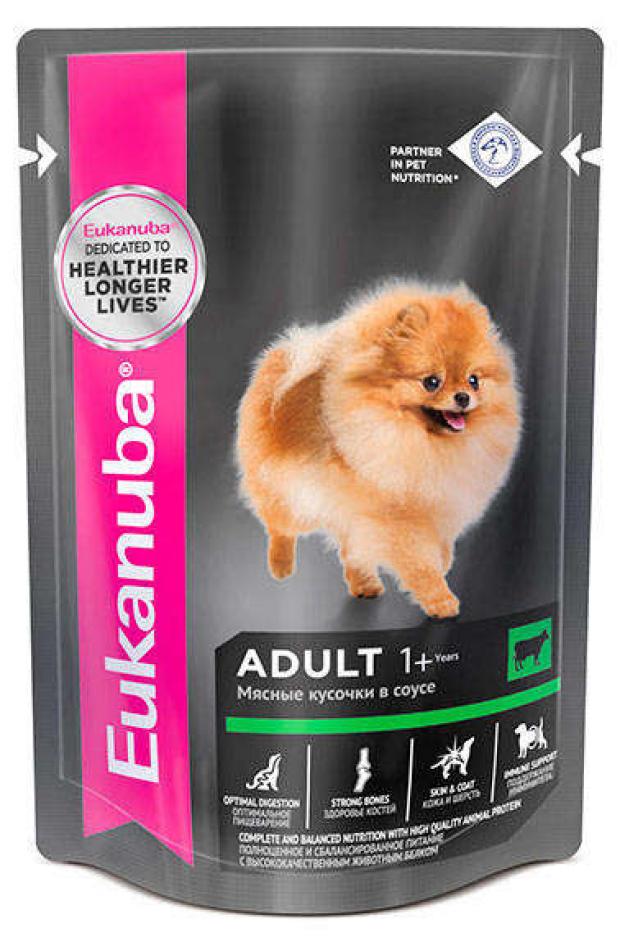 

Консервированный корм для собак Eukanuba влажный с говядиной в соусе, 100 г