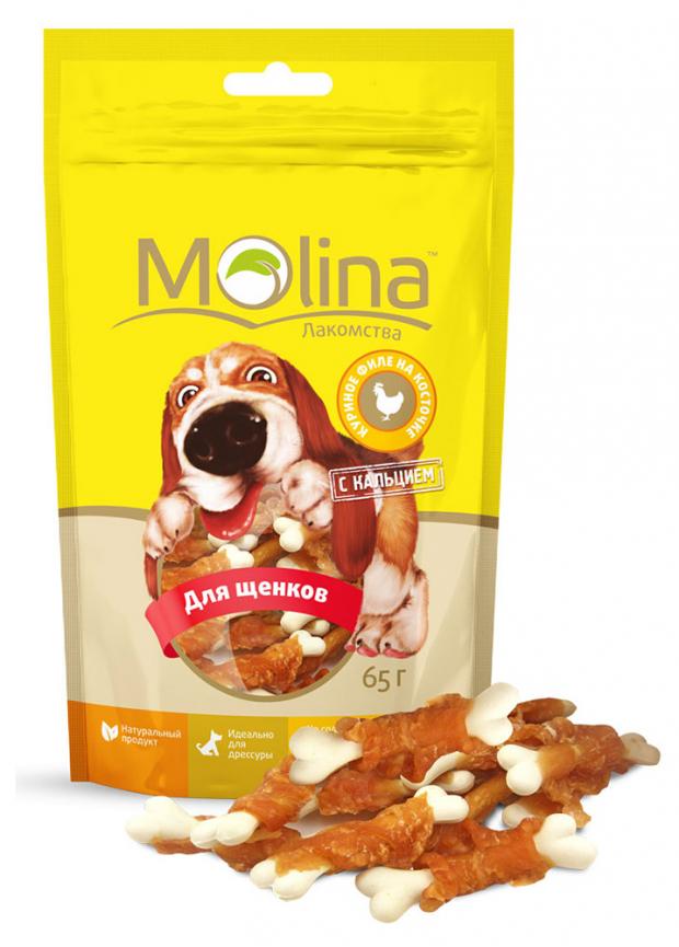 

Лакомство для собак Molina куриное филе на косточке, 65 г