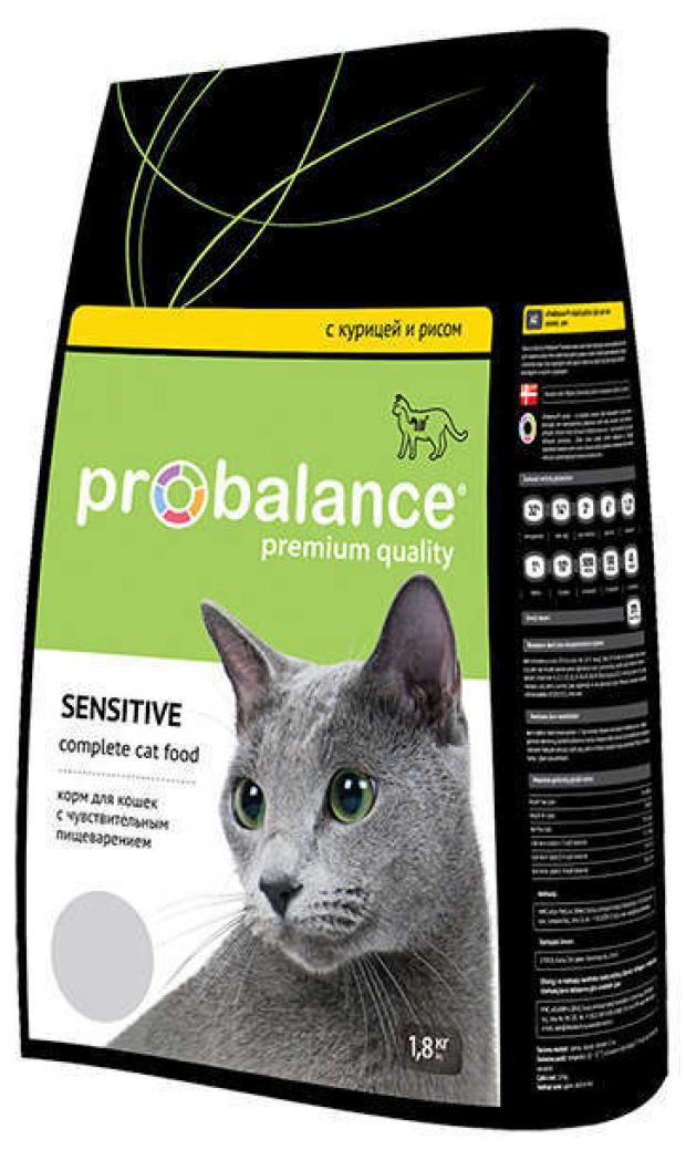 Сухой корм для кошек Probalance Sensitive для пищеварения курица рис 18 кг 450₽