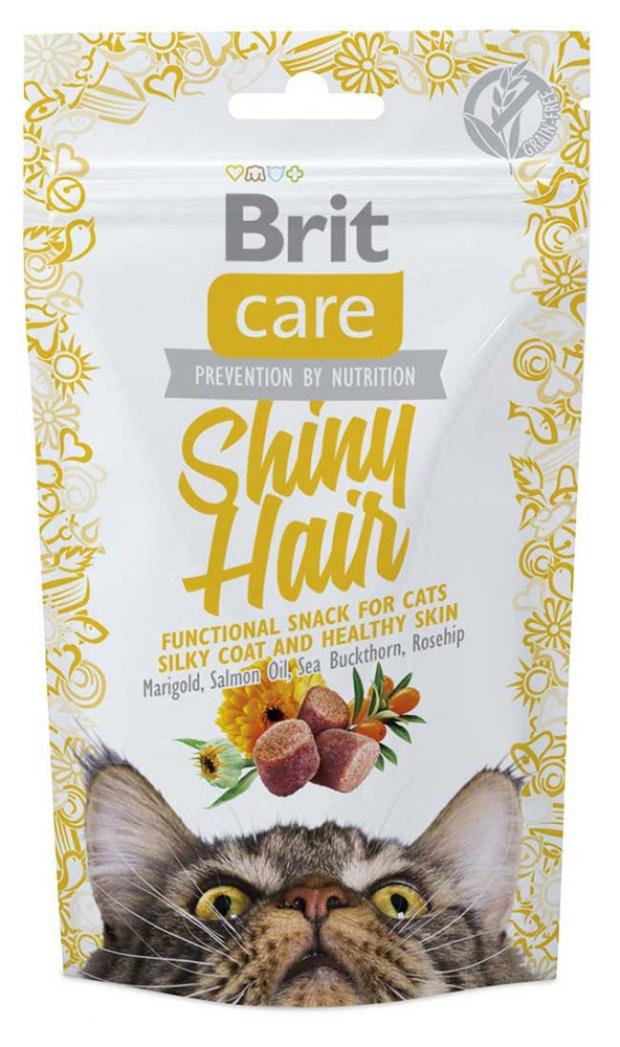 

Лакомство для кошек Brit для блестящей шерсти, 50 г