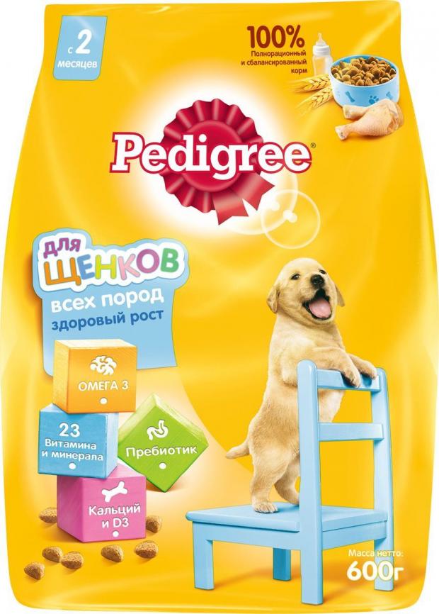 Корм для щенков Pedigree сухой для всех пород с курицей 600 г 113₽