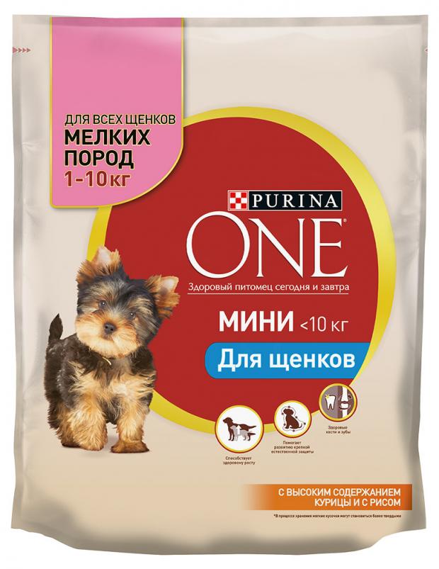 

Корм для щенков Purina ONE mini сухой для мелких пород курица и рис, 600 г