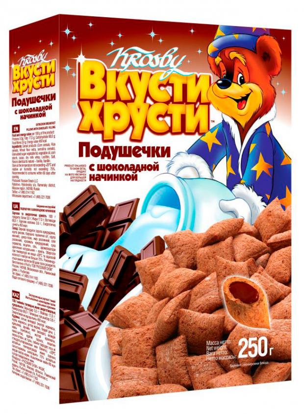 Подушечки «Вкусти хрусти» с шоколадной начинкой, 250 г