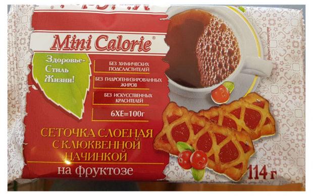 Сеточка слоеная Mini Calorie клюква на фруктозе, 150 г