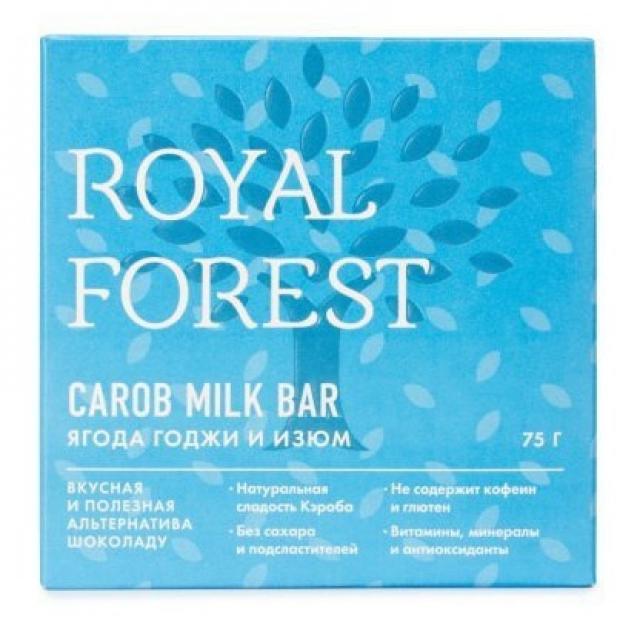 Шоколад Royal Forest из кэроба ягода годжи и изюм, 75 г