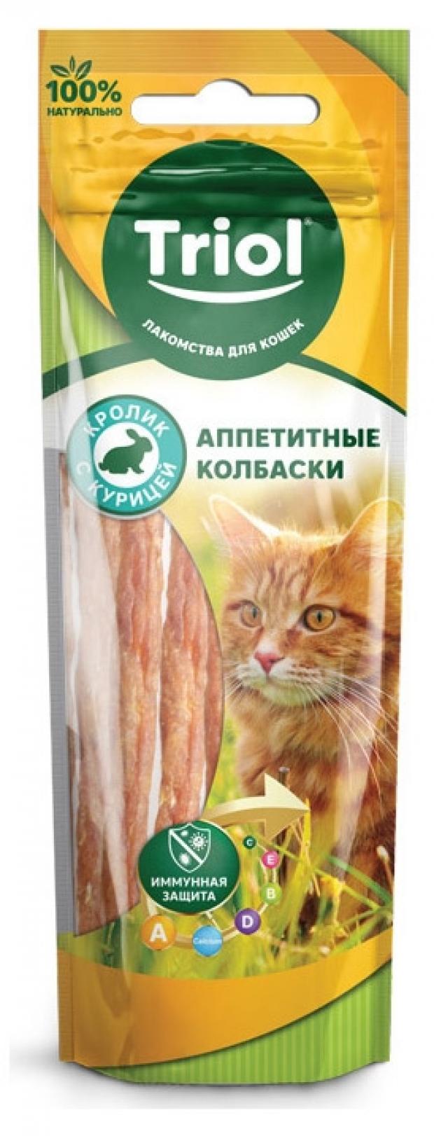 Лакомство для кошек Triol колбаски из кролика с курицей 40 г 101₽