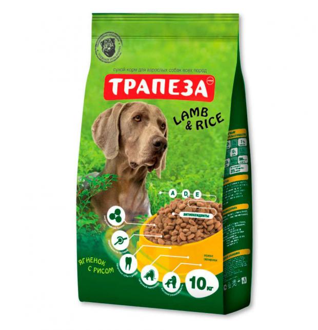 Сухой корм для собак Трапеза ягненок с рисом 10 кг 1197₽