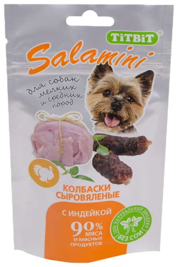 

Лакомство для собак TiTBiT салями колбаски с индейкой, 40 г