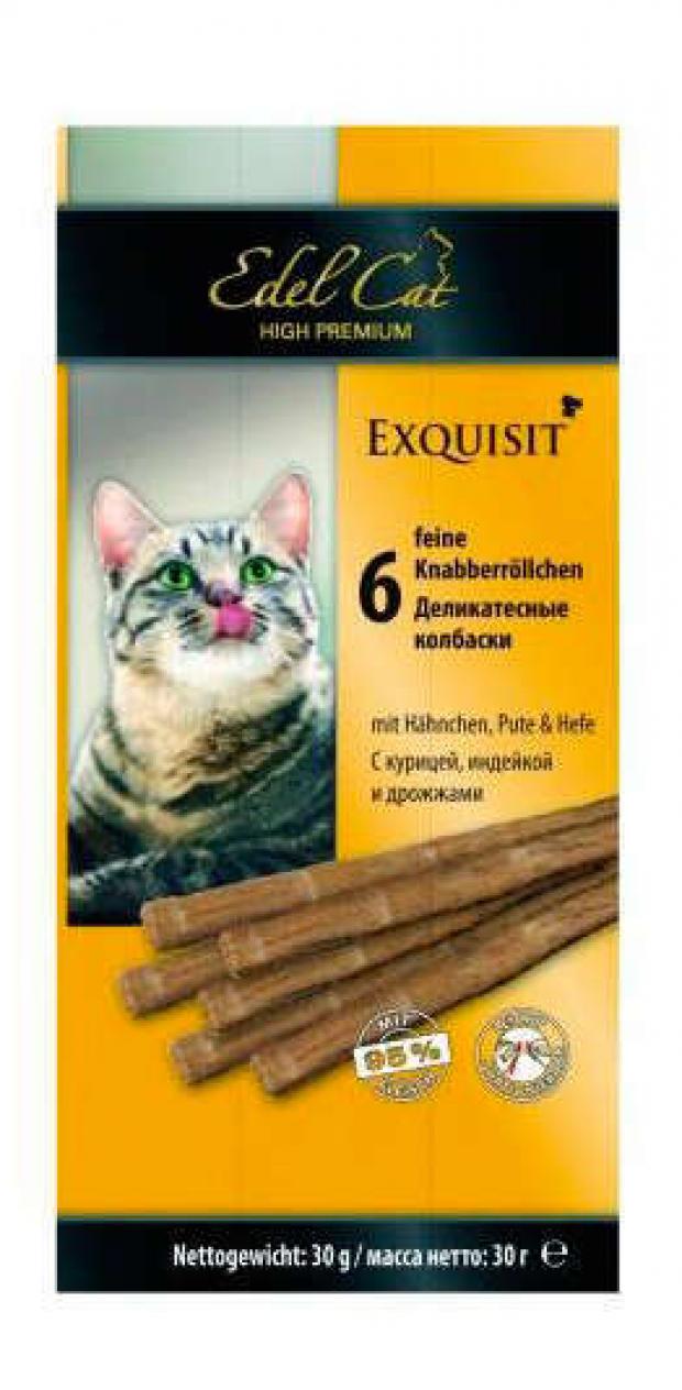 

Лакомство для кошек Edel Cat деликатесные колбаски с курицей индейкой и дрожжами, 30 г
