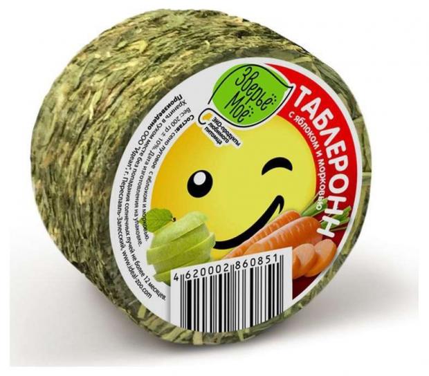 Таблеронн для животных Зверьё Моё сено луговое с яблоком и морковью 200 г 67₽