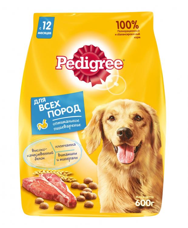 Корм для собак Pedigree Vital Protection сухой с говядиной 600 г 105₽