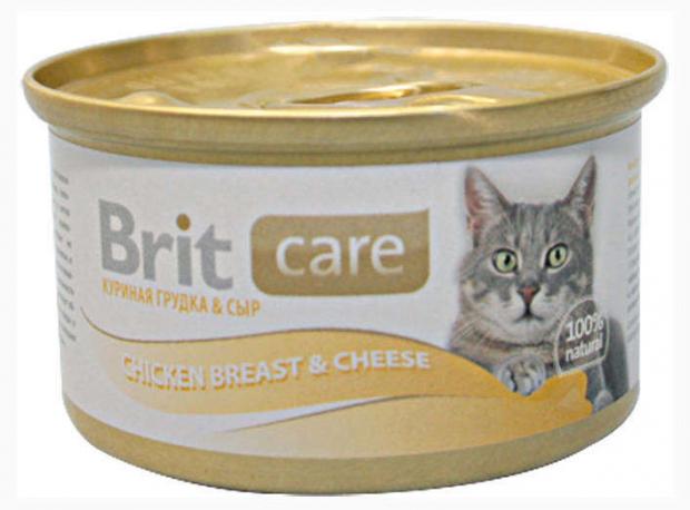 

Консервированный корм для кошек Brit Care куриная грудка и сыр, 80 г