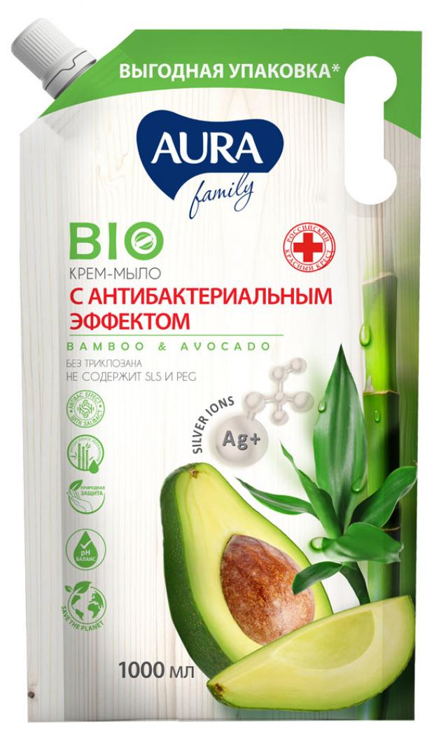 Мыло жидкое Aura Family Бамбук антибактериальное авокадо дой-пак, 1000 мл