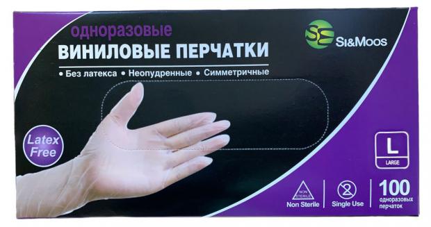 

Перчатки виниловые Si&Moos размер L, 100 шт