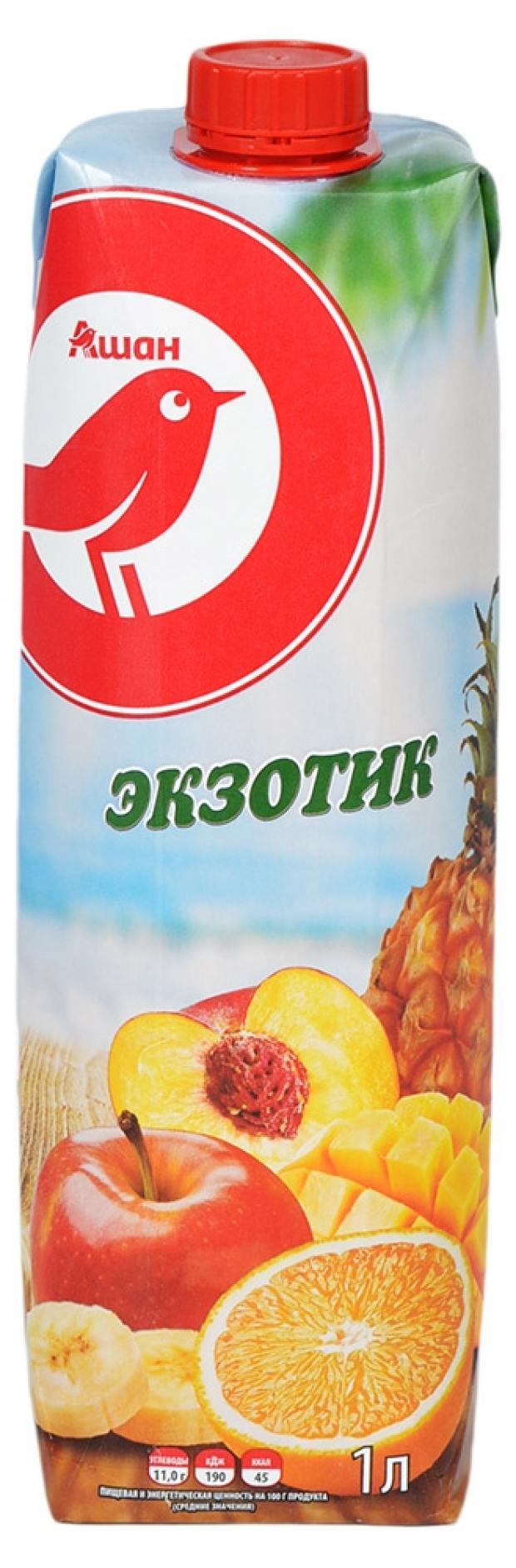 Нектар АШАН Экзотик из смеси фруктов с 3 лет, 1 л